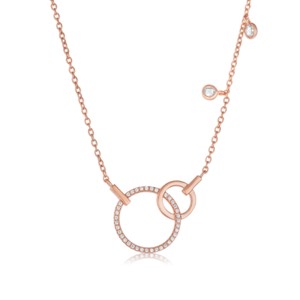 Rose gold plated Sterling Silver Circles & CZ Necklace